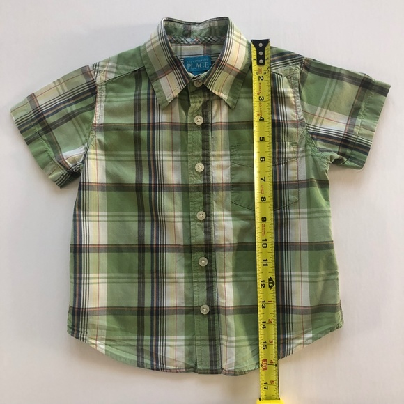Children's Place Plaid Poplin Button Down Short Sleeve Shirt - Picture 4 of 6